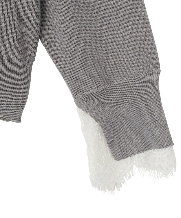 earth music&ecology レーストリムカーディガン Gray