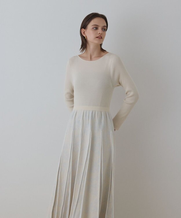 GRACE CONTINENTAL ラメモールニットジャガードワンピース キナリ