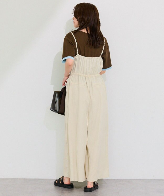 Green Parks 胸元バルーンワイドシルエットサロペット Light Beige