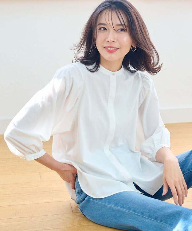 ANY 【UVカット・吸水速乾・抗菌防臭】バルーンスリーブブラウス アイボリー系