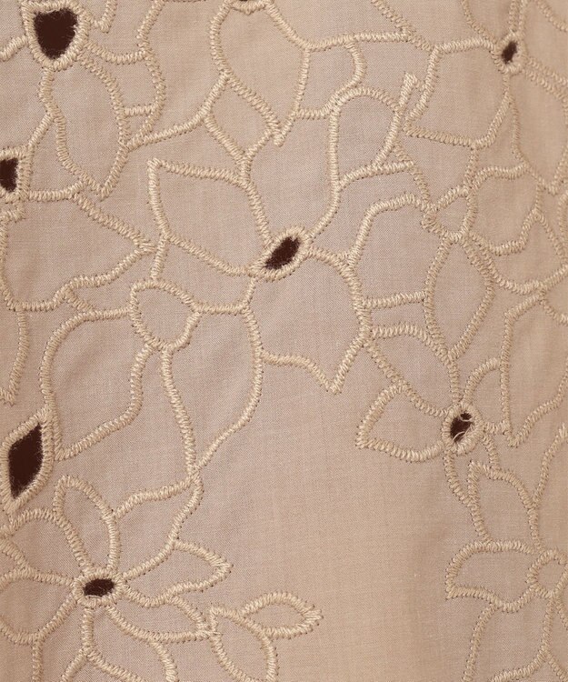 自由区 【洗える】テンセルコットンエンブロイダリーシャツ ブラウス モカ