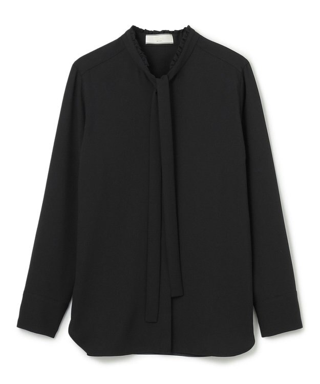 BEIGE， 【洗える・L-size】EVA / ボウタイロングスリーブブラウス Black