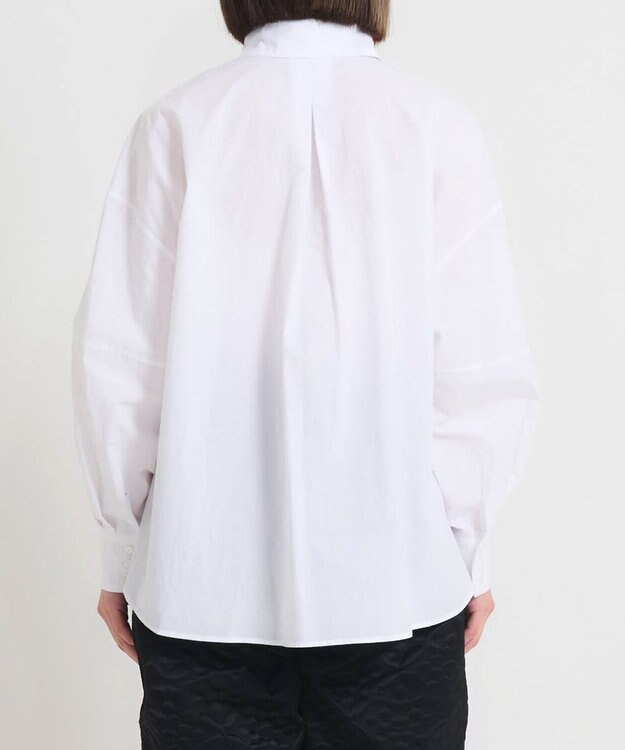 muuc 〈多彩な着方が叶う〉〈衿立て＆衿折り〉〈遠州織物の工場で織られた上質なコットン100%生地〉リボン紐付き多様衿 羽織り＆シャツ ホワイト