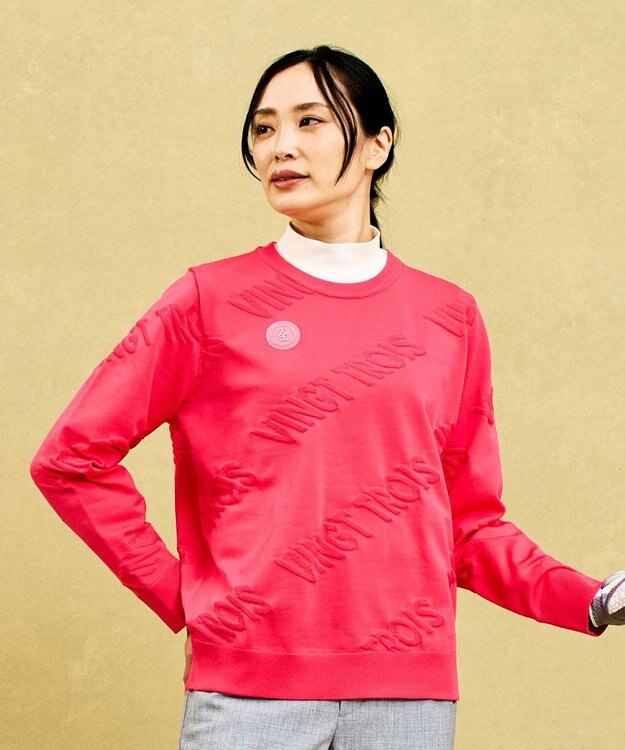 23区GOLF 【WOMEN】ロゴスポーツニット イージーケア ピンク系