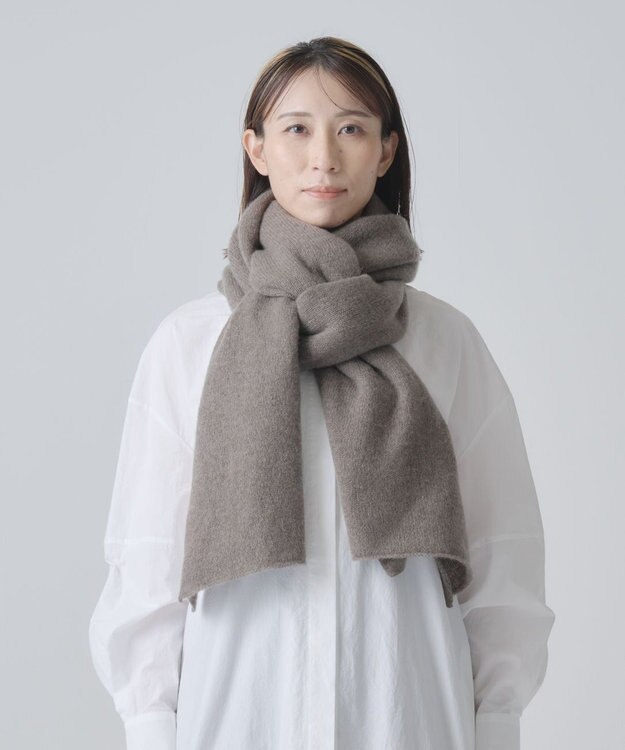 AND WOOL ホワイトカシミヤ100%の大判ストール モカブラウン