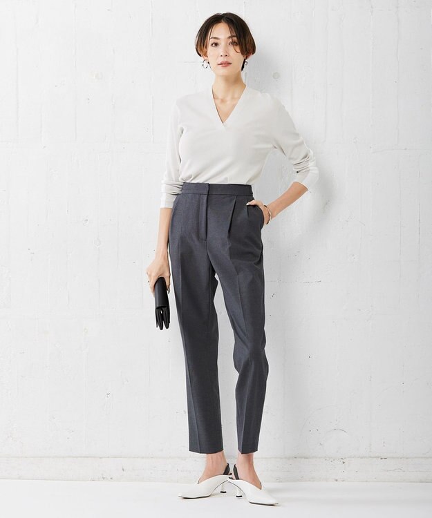 ICB 【セットアップ対応・洗える】 LooseWeave テーパードパンツ チャコール系