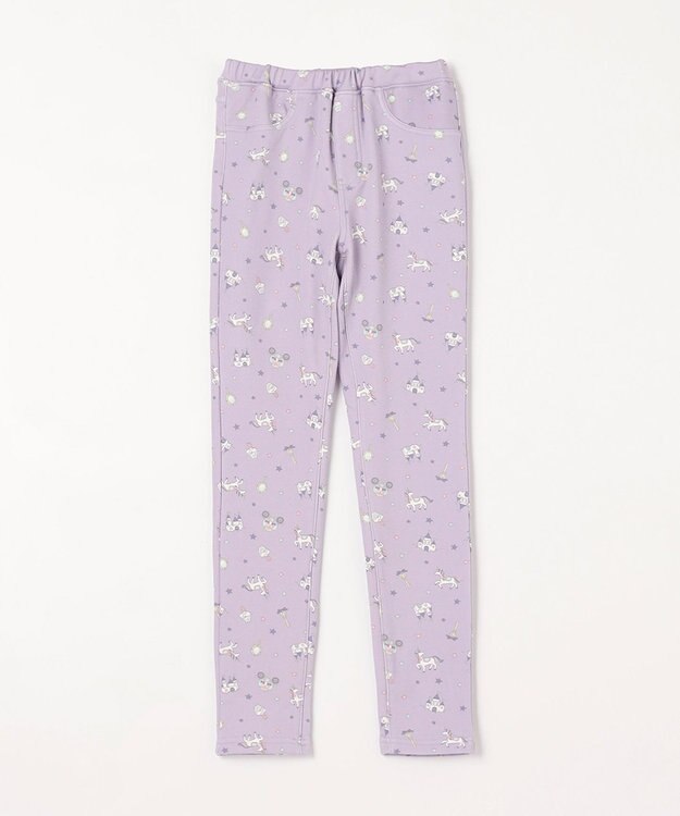 ANY KIDS 7days 裏シャギー 総柄 パンツ ラベンダー系ユニコーン柄