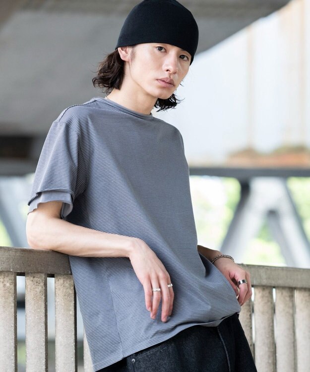 WEGO フェイクレイヤードボーダーT（SS） グレーボーダー