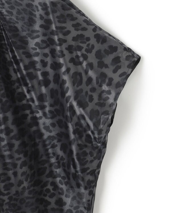 ICB L 【洗える】シアーカールマイヤー ブラウス チャコール系