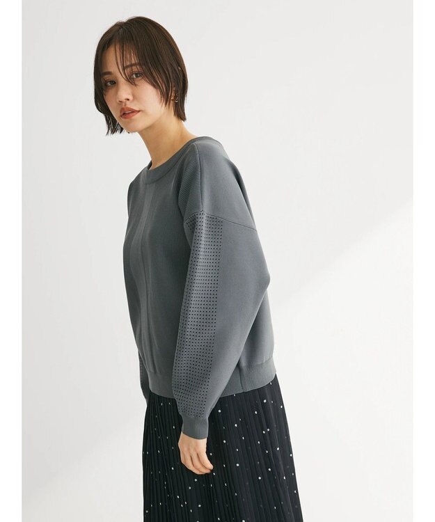 Green Parks ・ｆｕｒｒｙ　ｒａｔｅ　２ｗａｙかる~いニットカーデ Charcoal Gray