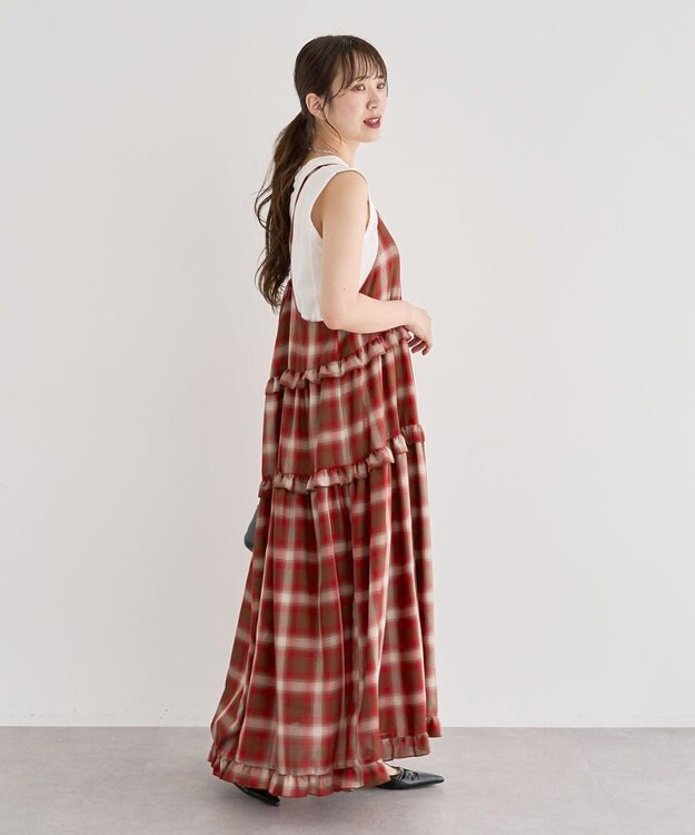 Green Parks ・Ｐｅｔｉｔ　Ｆｌｅｕｒ　オンブレーチェックキャミワンヒ Brown