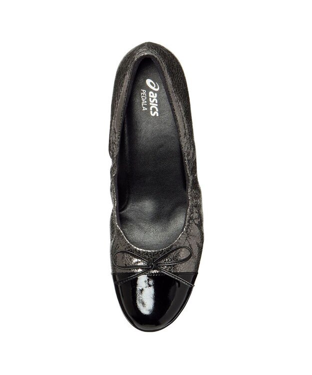 ASICS WALKING ペダラ レディース 2E 2.0cmヒール ガンメタル×ブラック(エナメル)