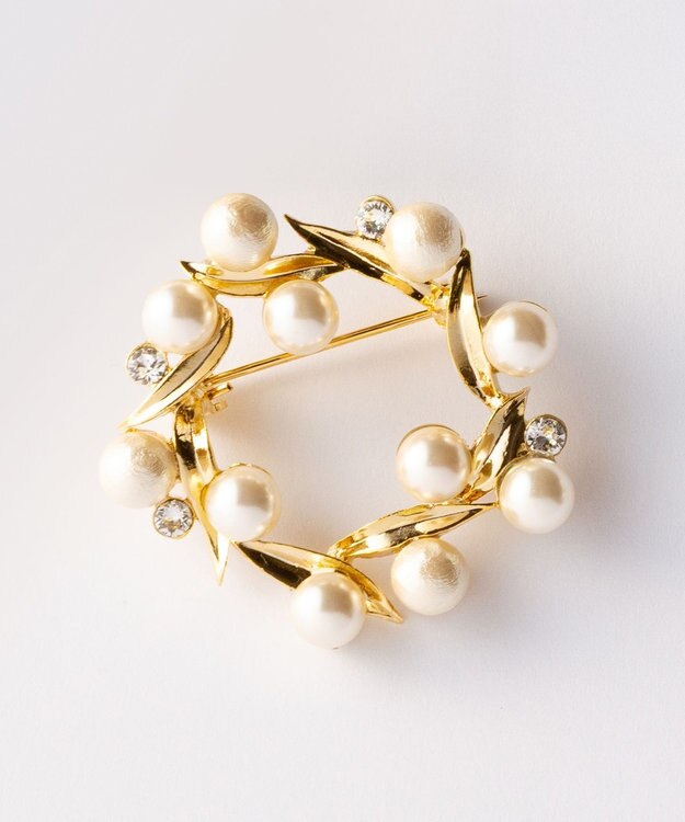 J.PRESS LADIES サークルパール ブローチ ゴールド系