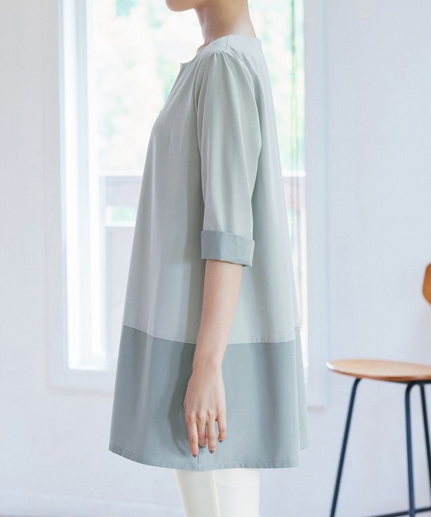 Tiaclasse L 【新色追加】バイカラーチュニック ミント