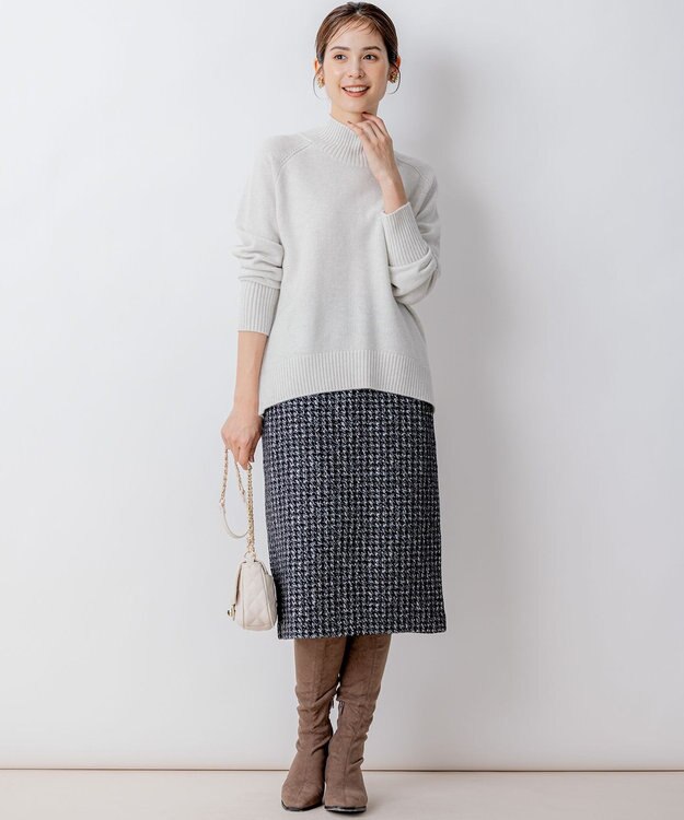 組曲 【8色展開・WEB限定】ウールカシミヤミックス ハイネック ニット シルバーグレー系9