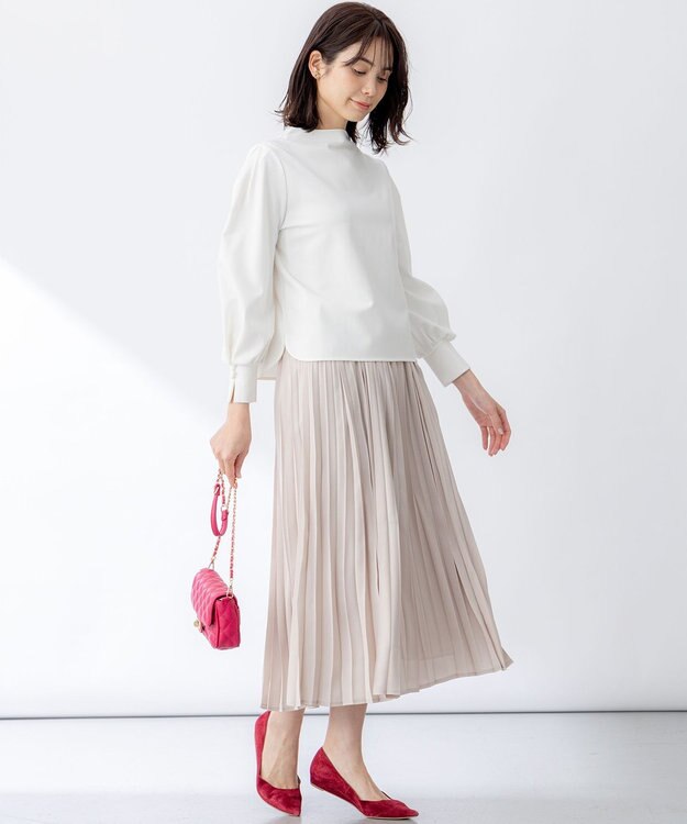 組曲 【WEB限定・2SET】ポンチトップス×プリーツスカートセットアップ アイボリー×ベージュ系