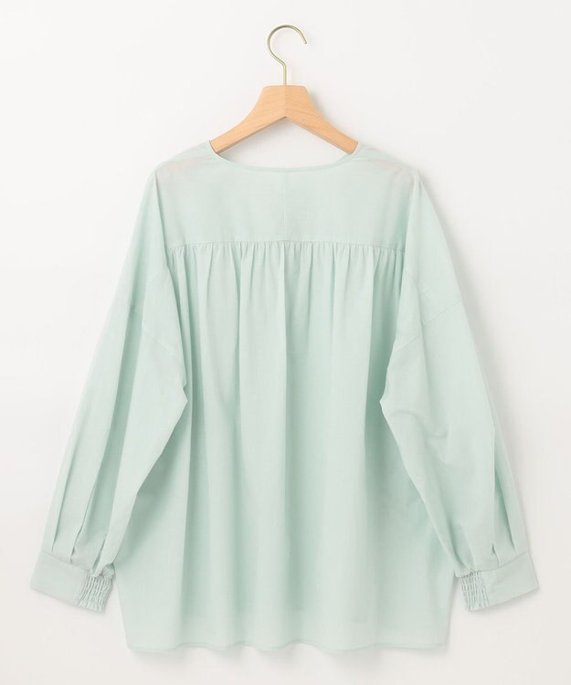 組曲 【洗える】ナチュラルローンスキッパー ブラウス スモーキーグリーン系