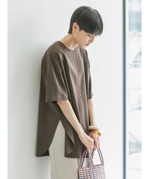 AMERICAN HOLIC 抗菌防臭　Ｄａｉｌｙ！　裾ラウンドカットチュニック1 Brown