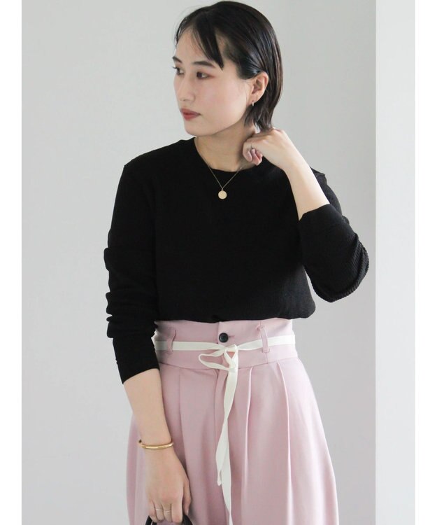 Te chichi チャーム付きワッフルニットプルオーバー ブラック