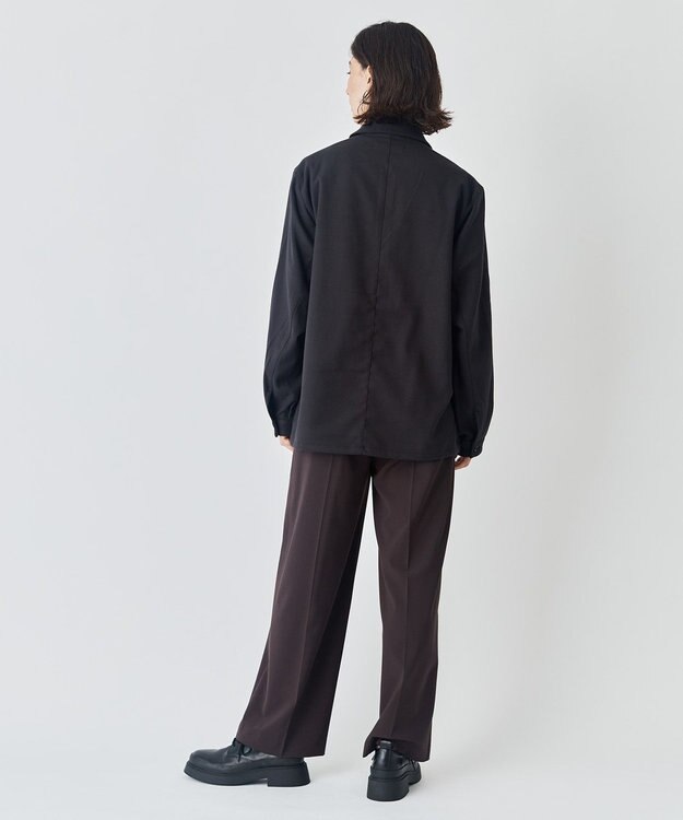 UNFILO MENS 【男女兼用】フラノライク ハーフジップ シャツブルゾン [24年秋冬商品] チャコール グレー