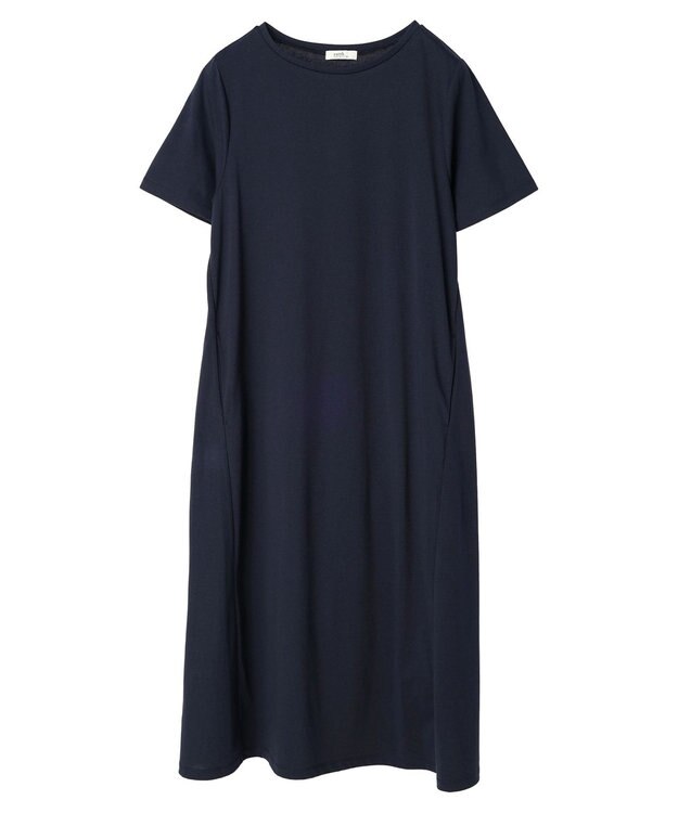 earth music&ecology プレーティング天竺Ａラインワンピース Dark Navy