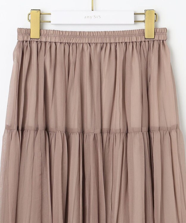 ANY SIS 【洗える】シアーワッシャーティアード スカート モカピンク