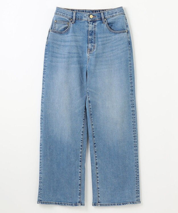 ANY L 【洗濯機可/ウエストゴム/ストレッチ】ワイドデニムパンツ フェードインディゴ