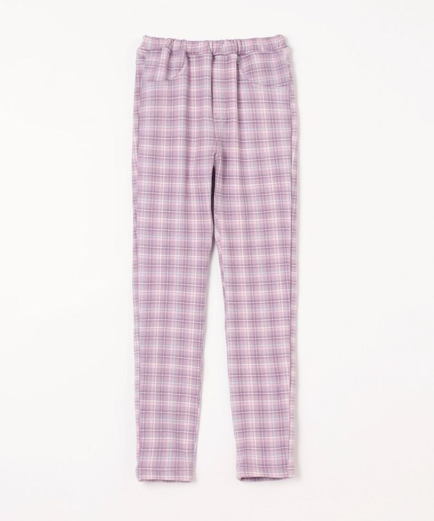 ANY KIDS 7days 裏シャギー 総柄 パンツ ラベンダー系チェック柄