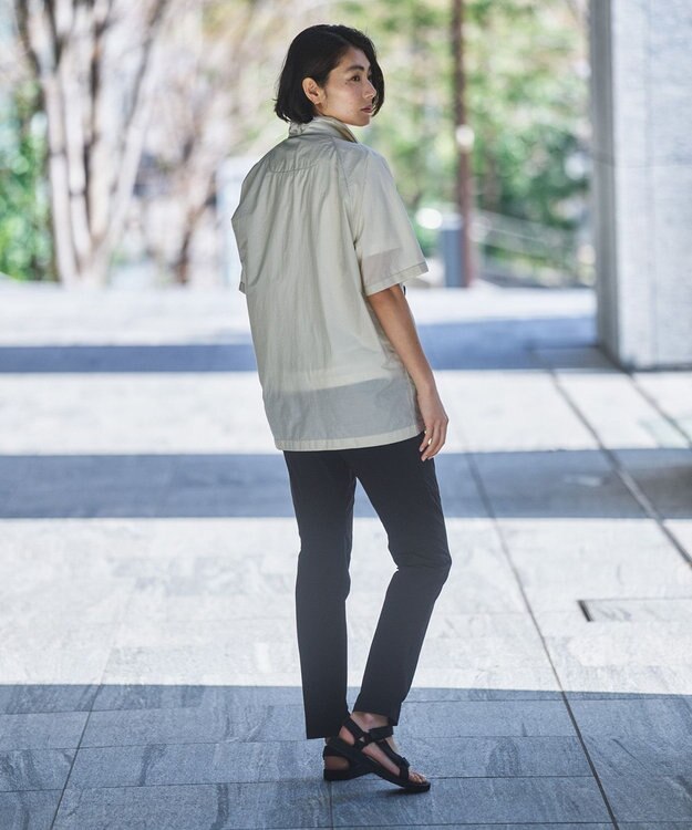 JOSEPH ABBOUD MOUNTAIN 【軽量/ECO撥水/ストレッチ/男女兼用】ライトワッシャー アウトドア 半袖 シャツ ライトグレー系