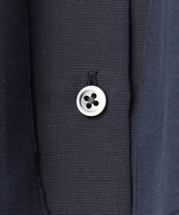 自由区 【洗える・XSサイズあり】キュプラコットンブロード ブラウス ネイビー系