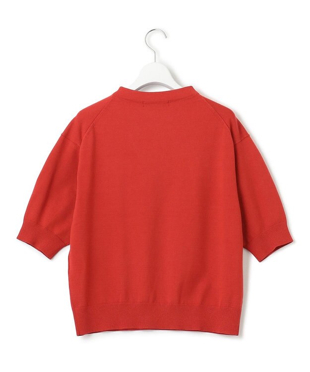 23区 L 【洗える/アンサンブル対応】ヴィスコースストレッチ 半袖 ニット レッド系