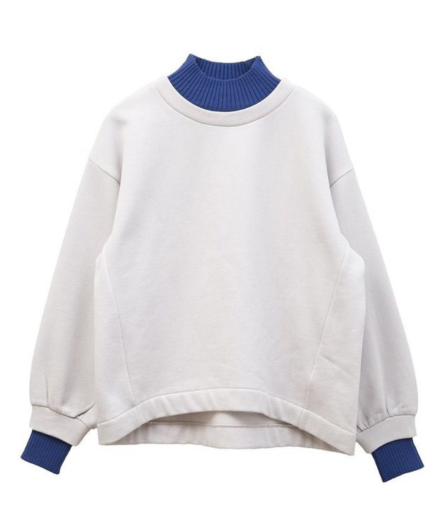 Green Parks 配色リブニットドッキング裏起毛プルオーバ Light Gray