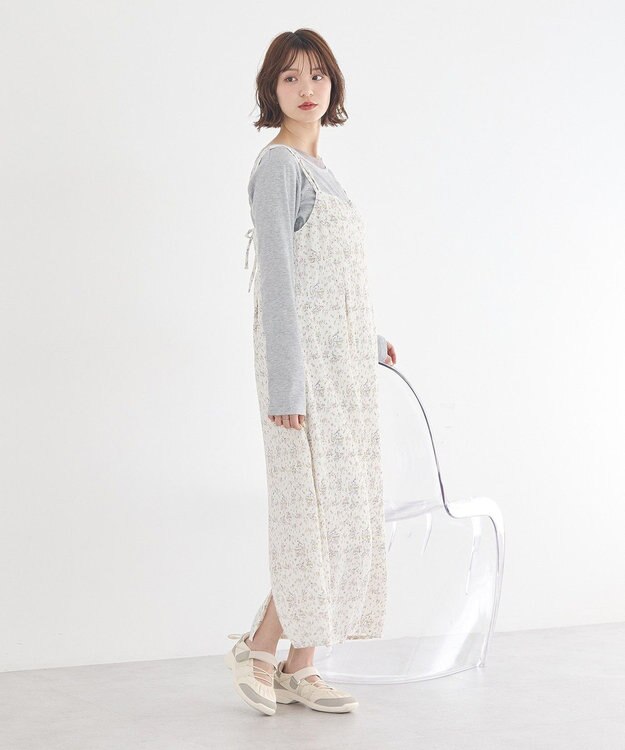 earth music&ecology フラワーバッククロスキャミワンピース Ivory