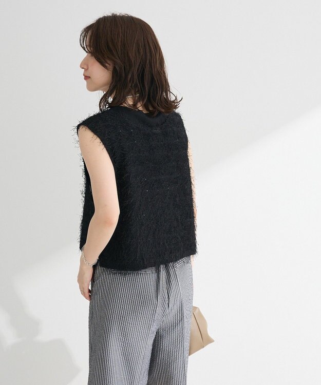 Green Parks フェザーヤーンショートベスト Black