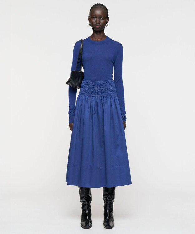 JOSEPH 【洗える】コットンサティーン　スカート Cobalt