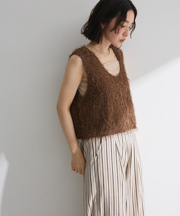 Green Parks フェザーヤーンショートベスト Brown