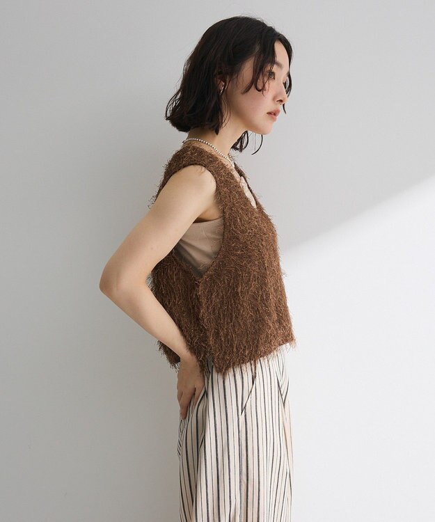 Green Parks フェザーヤーンショートベスト Brown