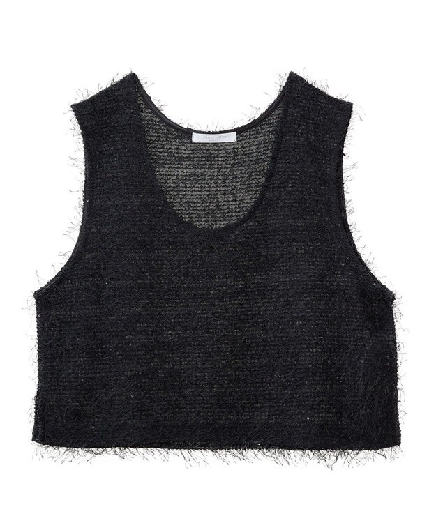 Green Parks フェザーヤーンショートベスト Black