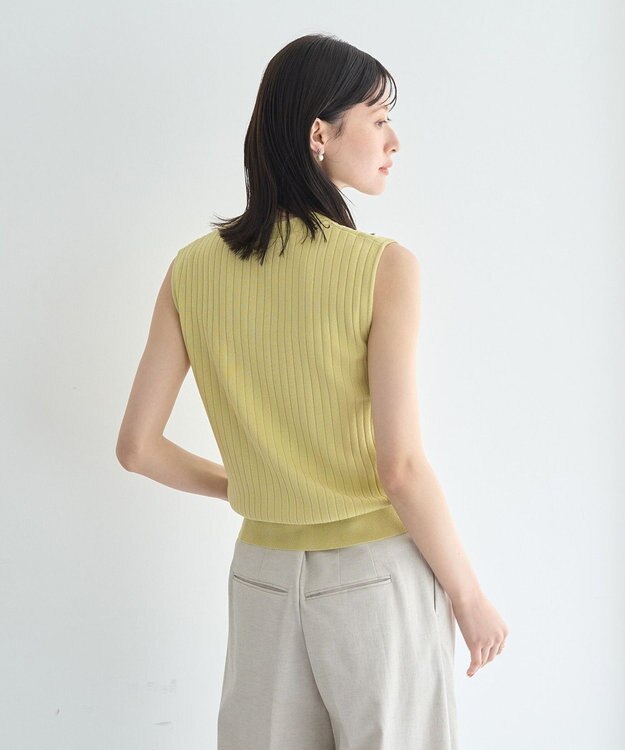 YECCA VECCA 【マシンウォッシャブル】ノースリーブリブニット Yellow