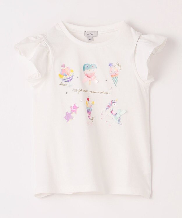 ANY KIDS スイーツ オン・オフショルダー Tシャツ オフホワイト