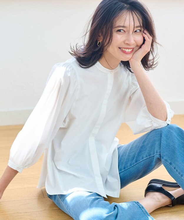 ANY 【UVカット・吸水速乾・抗菌防臭】バルーンスリーブブラウス アイボリー系