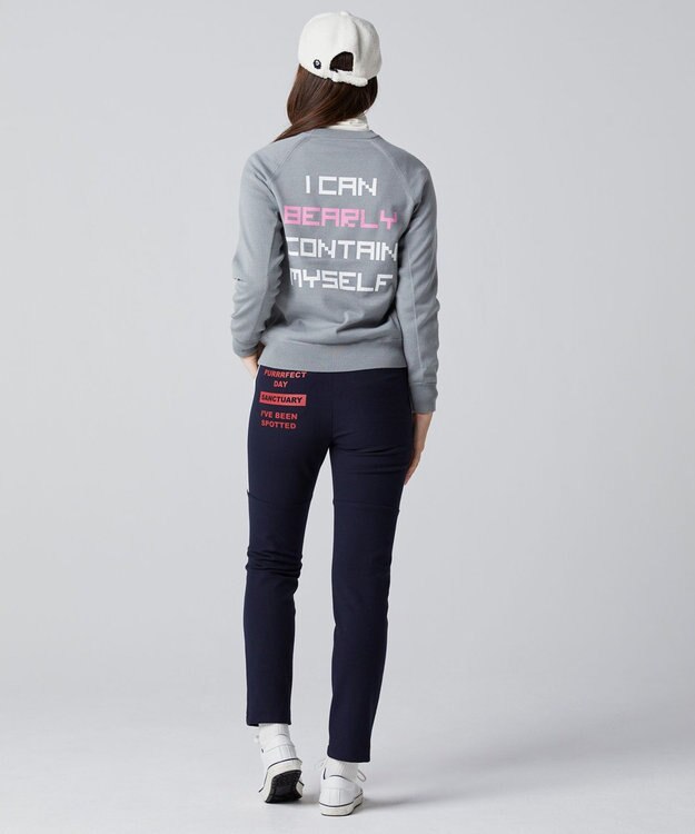 PW CIRCULUS 【WOMEN】【洗える】ベアスタンドモチーフ ラグランスリーブ クルーネック ニット ライトグレー系