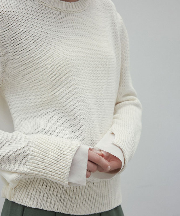 BEIGE， 【洗える・CLUEL 4月号掲載】COMFREY / オーガニックコットンクルーネックニット Meringue