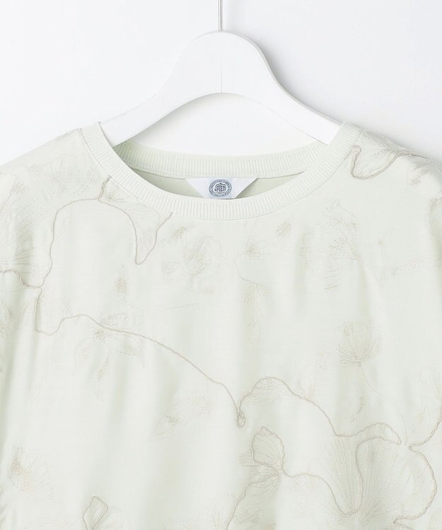 J.PRESS LADIES 【一枚で着映え】シアーエンブロイダリー カットソー ライトミント系