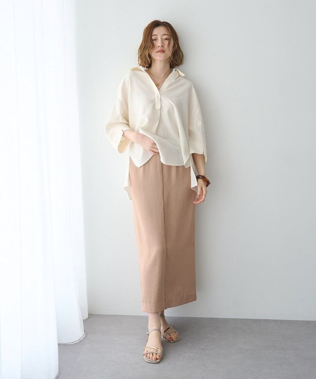 YECCA VECCA シャイニーツイルナロースカート Beige