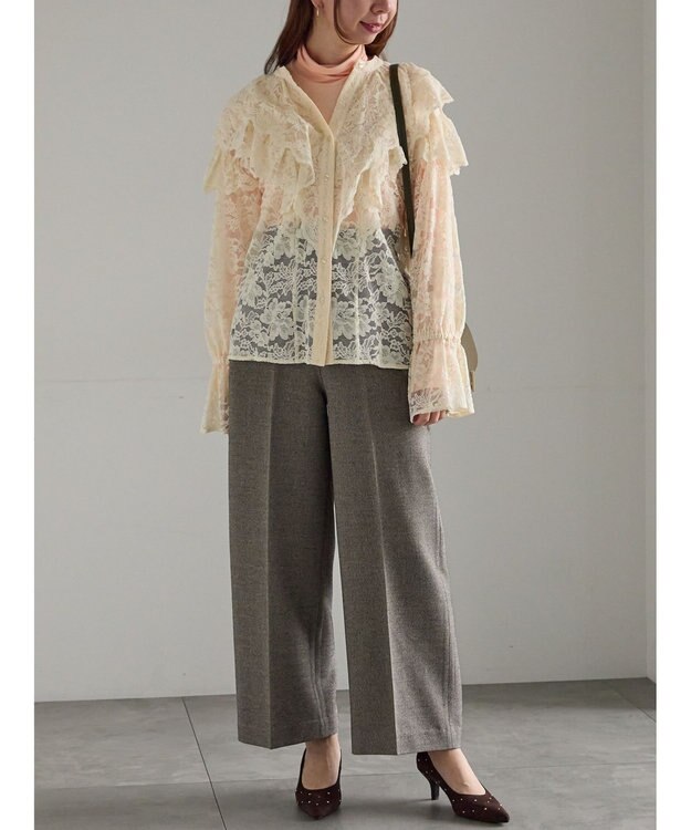 Te chichi ツイードワイドパンツ（セットアップ可） ベージュ