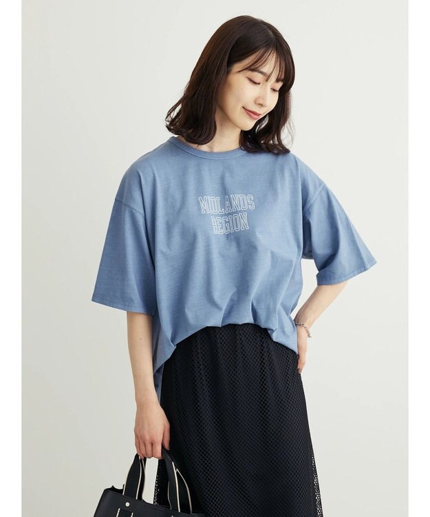 Green Parks ５分袖ピグメントロゴプルオーバー Blue