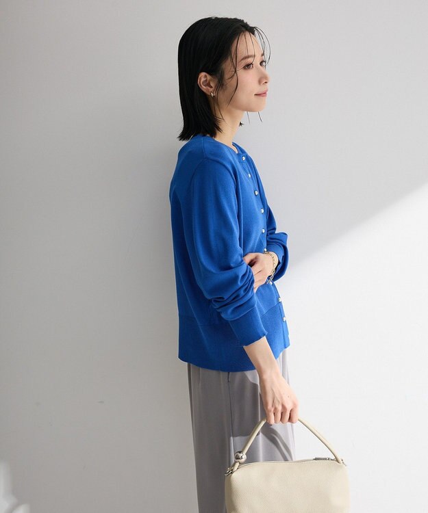 Green Parks 金釦コンパクトニットカーディガン Blue