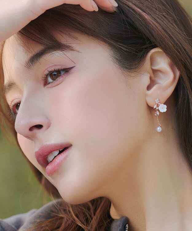 Tiaclasse 【金属アレルギー対応】 シアーフラワードロップピアス ピンクゴールド