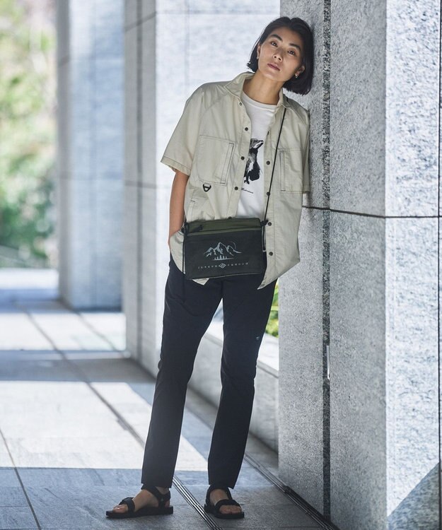 JOSEPH ABBOUD MOUNTAIN 【軽量/ECO撥水/ストレッチ/男女兼用】ライトワッシャー アウトドア 半袖 シャツ ライトグレー系